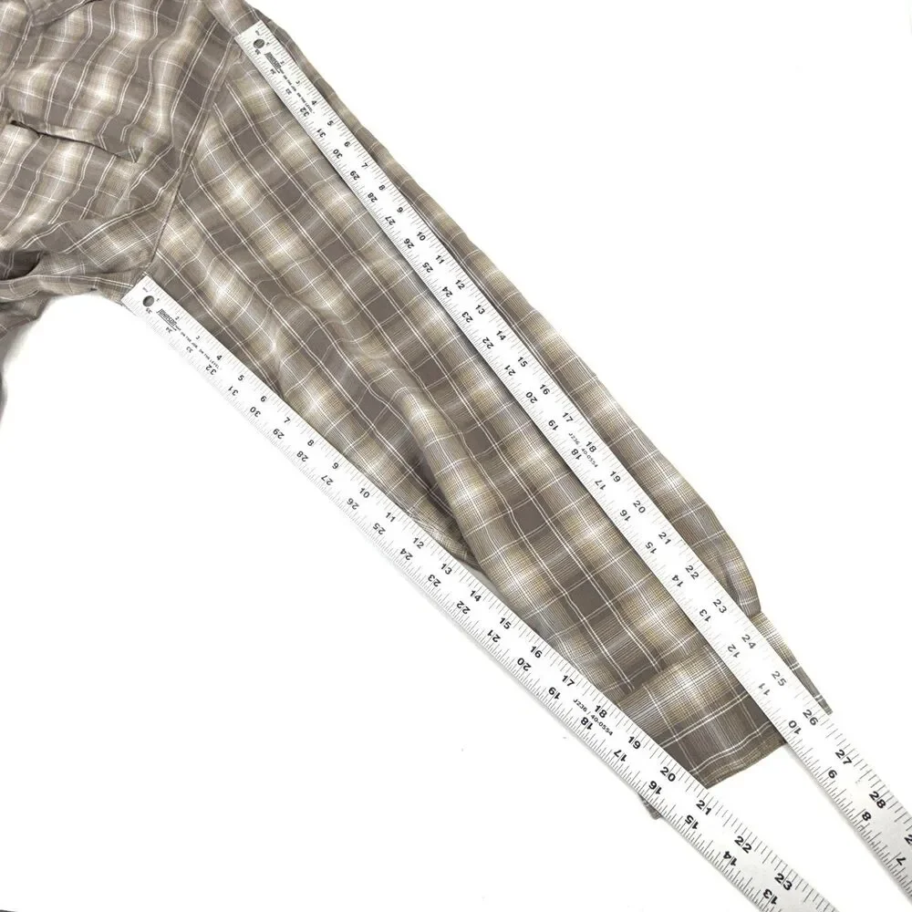 The North Face Shirt Men Large Brown Button Up Hiking Outdoor Plaid Long Sleeve